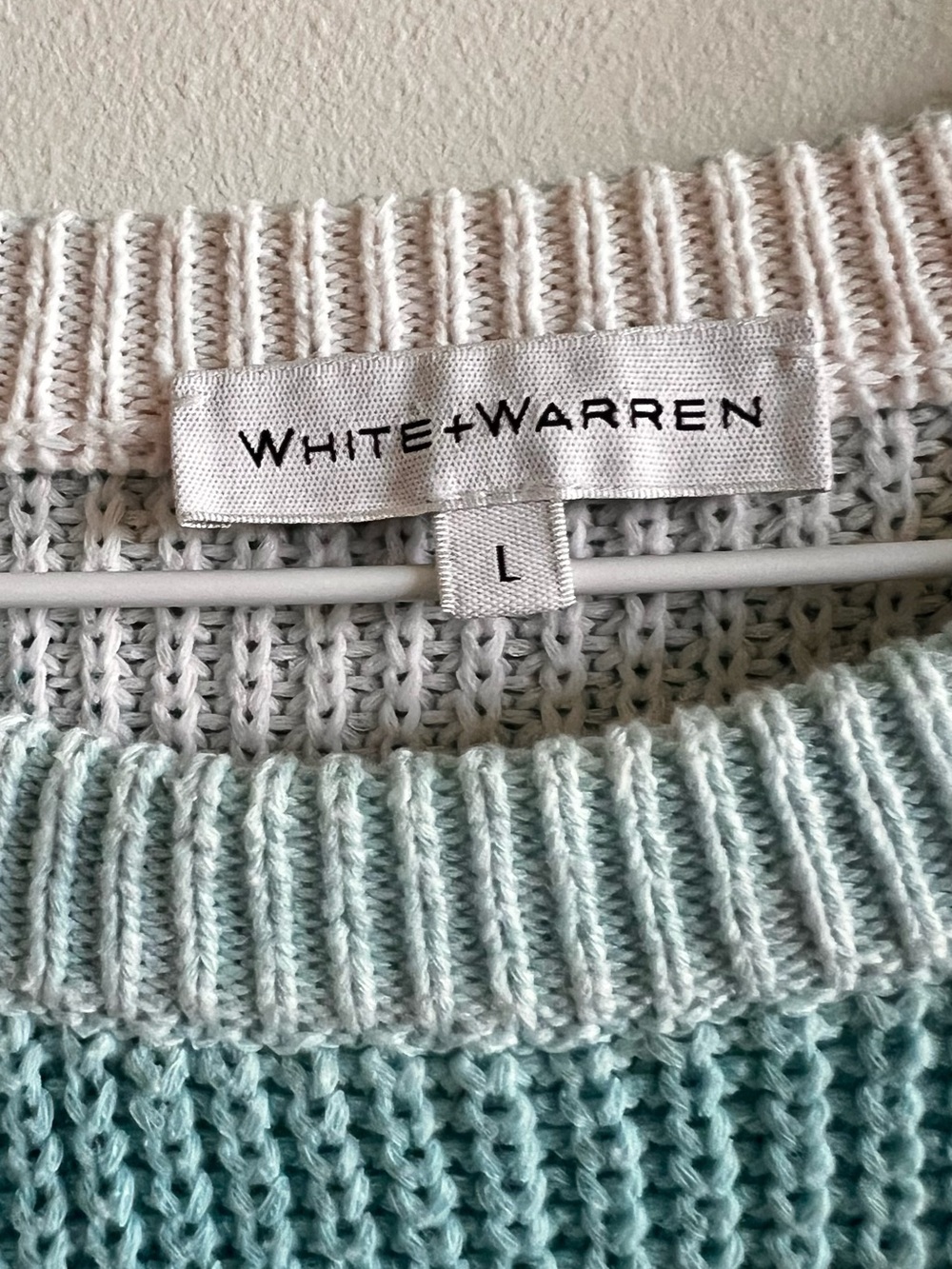 White + Warren Multicolor Striped Crewneck Sweater in Aqua, Yellow, Pink, Red - Picture 2 of 4